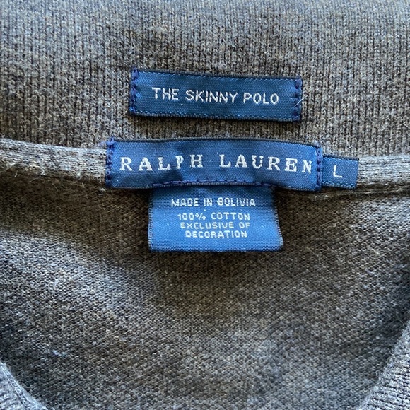 RALPH LAUREN Skinny Polo Five button Large Polo Pony Logo Size L - Picture 7 of 8